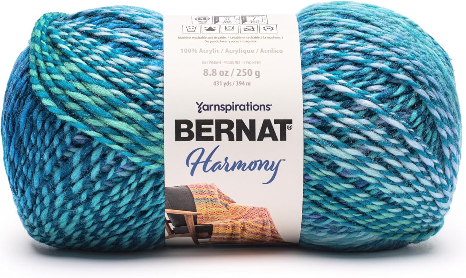 Bernat Harmony Catch A Wave Yarn - 3 Pack of 250g/9oz - 100% Acrylic - #4 Worsted (Medium) - 431 Yards - Knitting/Crochet