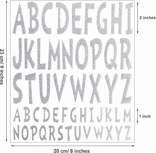 Miniatura 2 de 10 hojas de calcomanías autoadhesivas con letras mayúsculas con purpurina, letras adhesivas del alfabeto, letras adhesivas para decoración de aula,