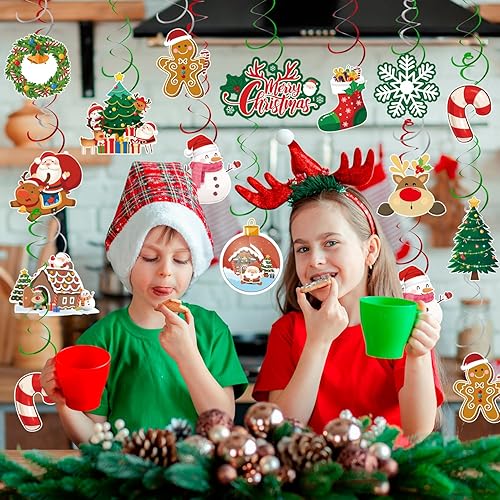 Miniatura 3 de 61 piezas de remolinos colgantes de Navidad, decoraciones colgantes de Navidad, muñeco de nieve y alce para decoraciones de fiesta de Navidad