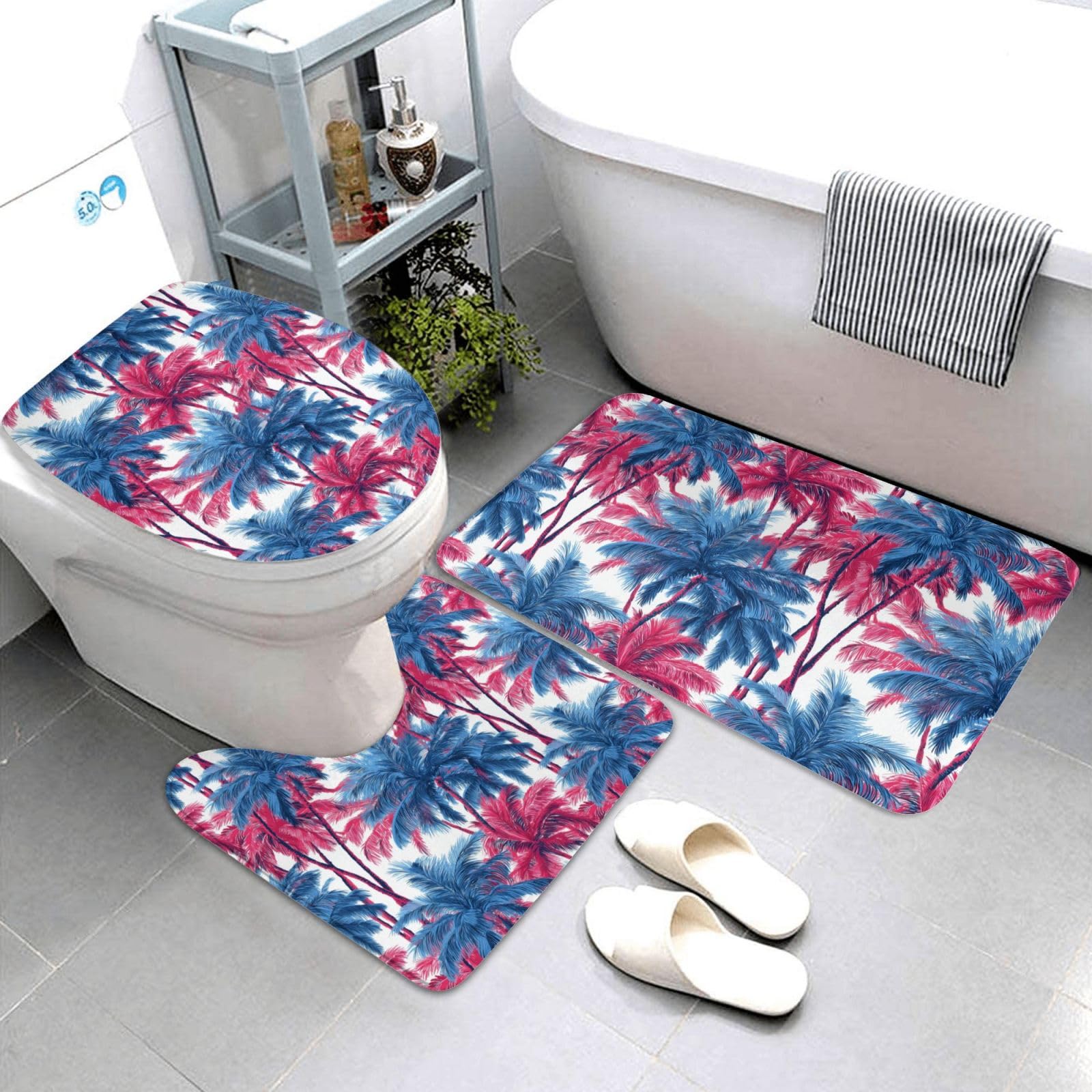 Tapis de bain doux motif hawaïen pour une ambiance spa et exotique chez soi