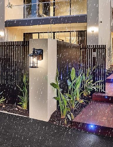 Miniatura 7 de Lámparas de pared rústicas pequeñas para exteriores, impermeables, a prueba de óxido, para casa, terraza, patio, porche, carcasa de aluminio negro