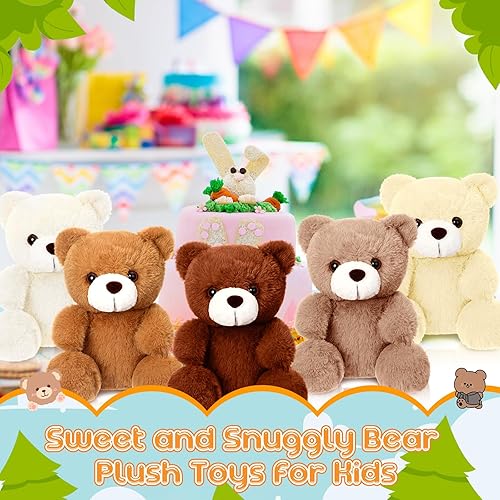 Miniatura 5 de HyDren 5 piezas de oso de peluche a granel, lindo oso suave de San Valentín en 5 colores mini muñeca a granel para regalos de San Valentín, regalos