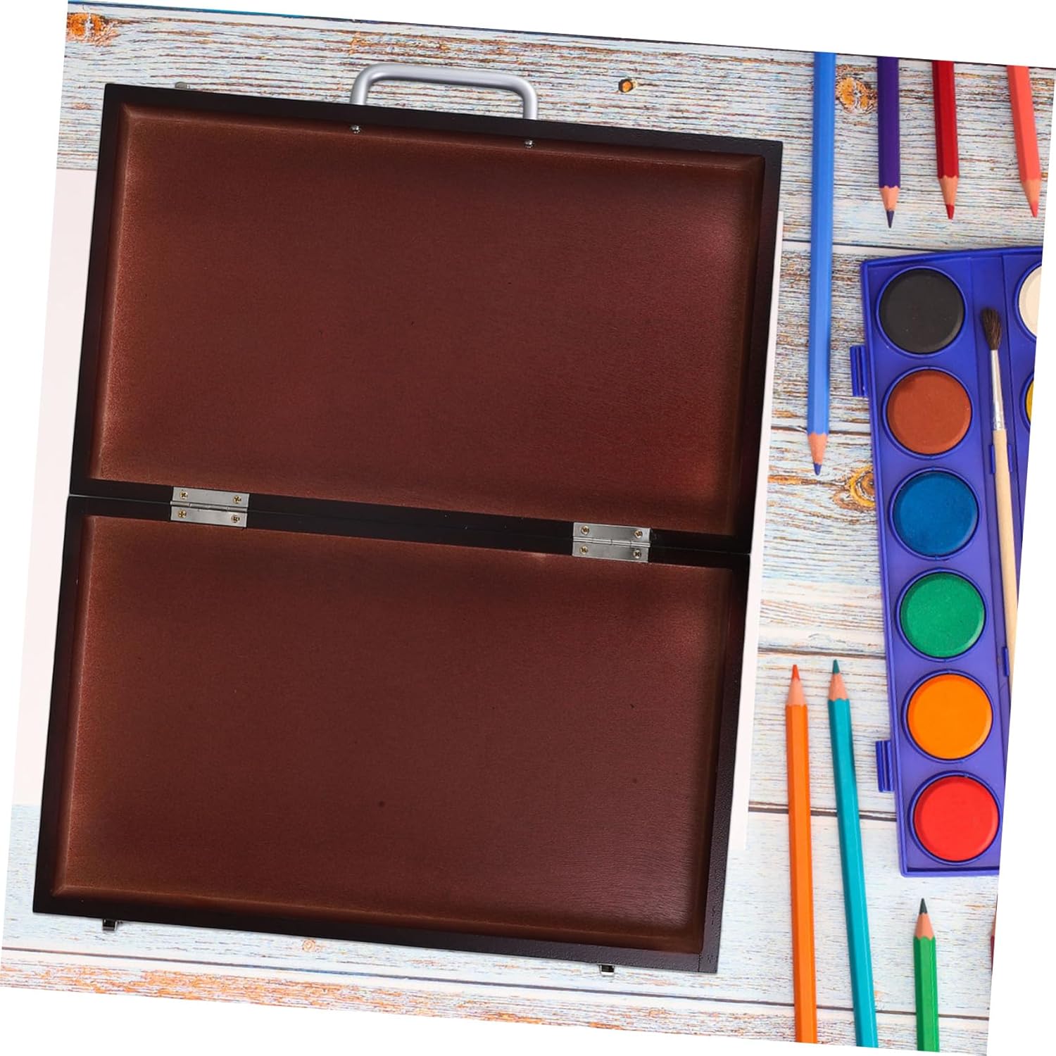 Homoyoyo Portable Wood Paint Box for Efficient Outdoor Sketching Durable Artist Tool Organizer for Brushes and Paints for Professional and Hobbyist Use