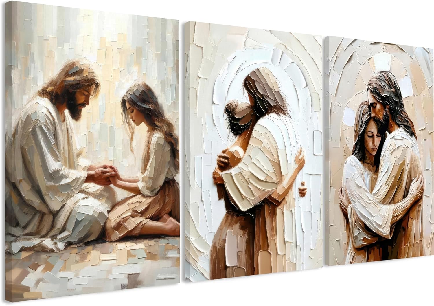 3 Pcs Christian Wall Art Jesus Decor Christ Religion Canvas Wall Decor Jesus Art Pictures Posters Prints Religious Paintings Room Decor for Church Prayer Room Christian Schools Hospitals 12'' x 16''
