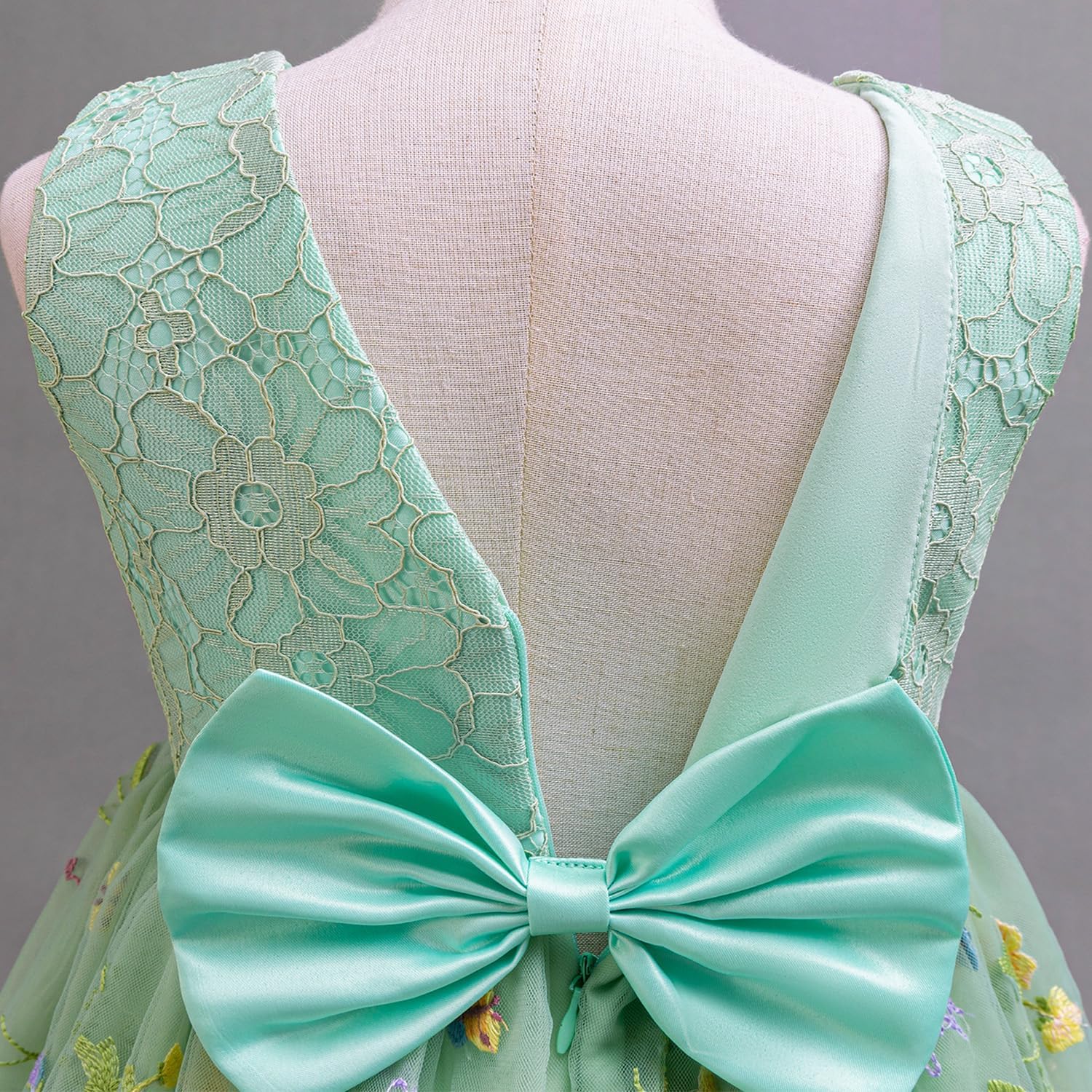 Nileafes Flower Girls Lace Pageant Dress Toddler Girl Tulle Sleeveless Wedding Party Princess Ball Gown