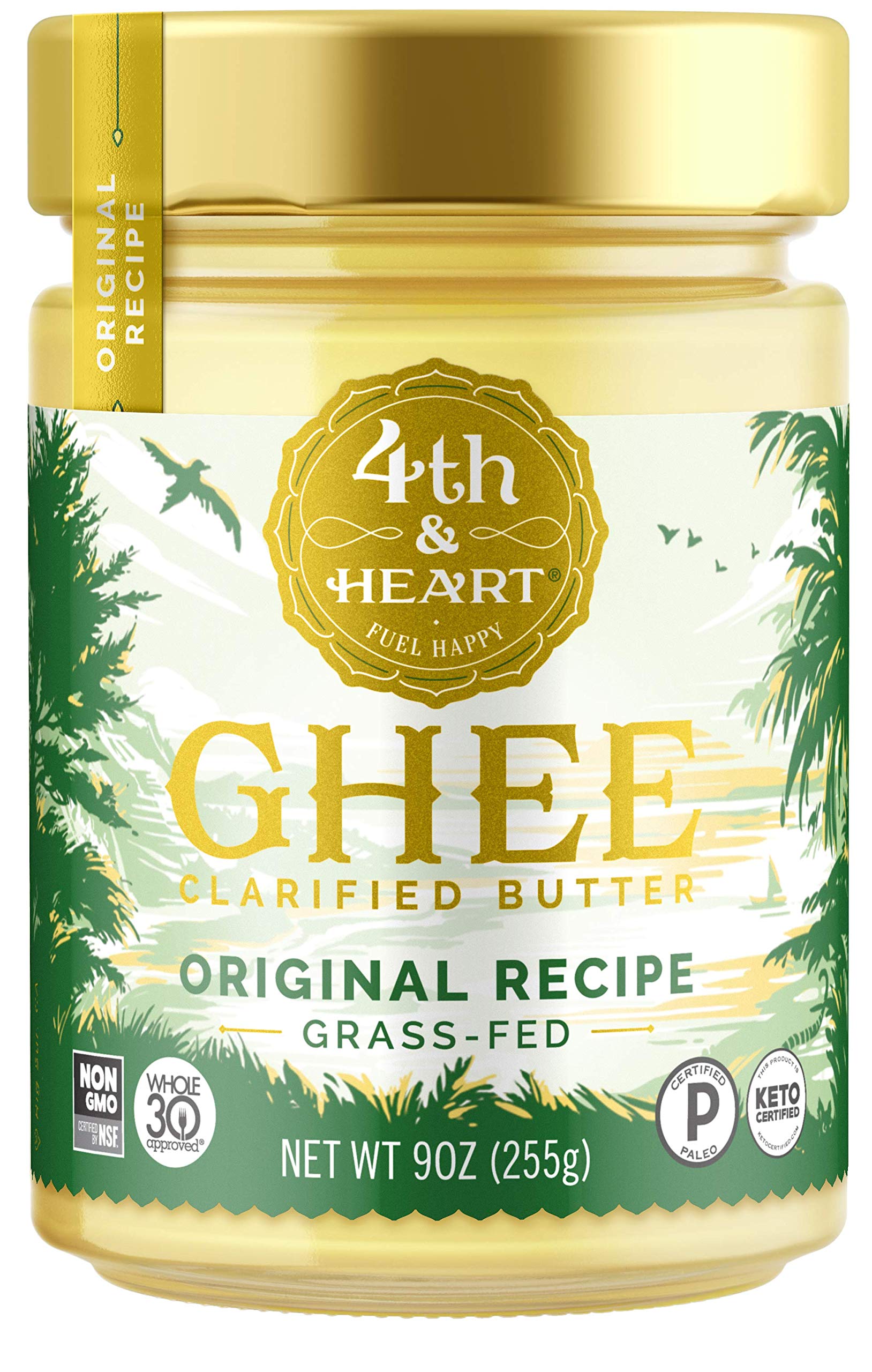 4th & Heart Original GrassFed Ghee Butter, 9 Ounce, Keto, Pasture Raised, NonGMO, Lactose Free
