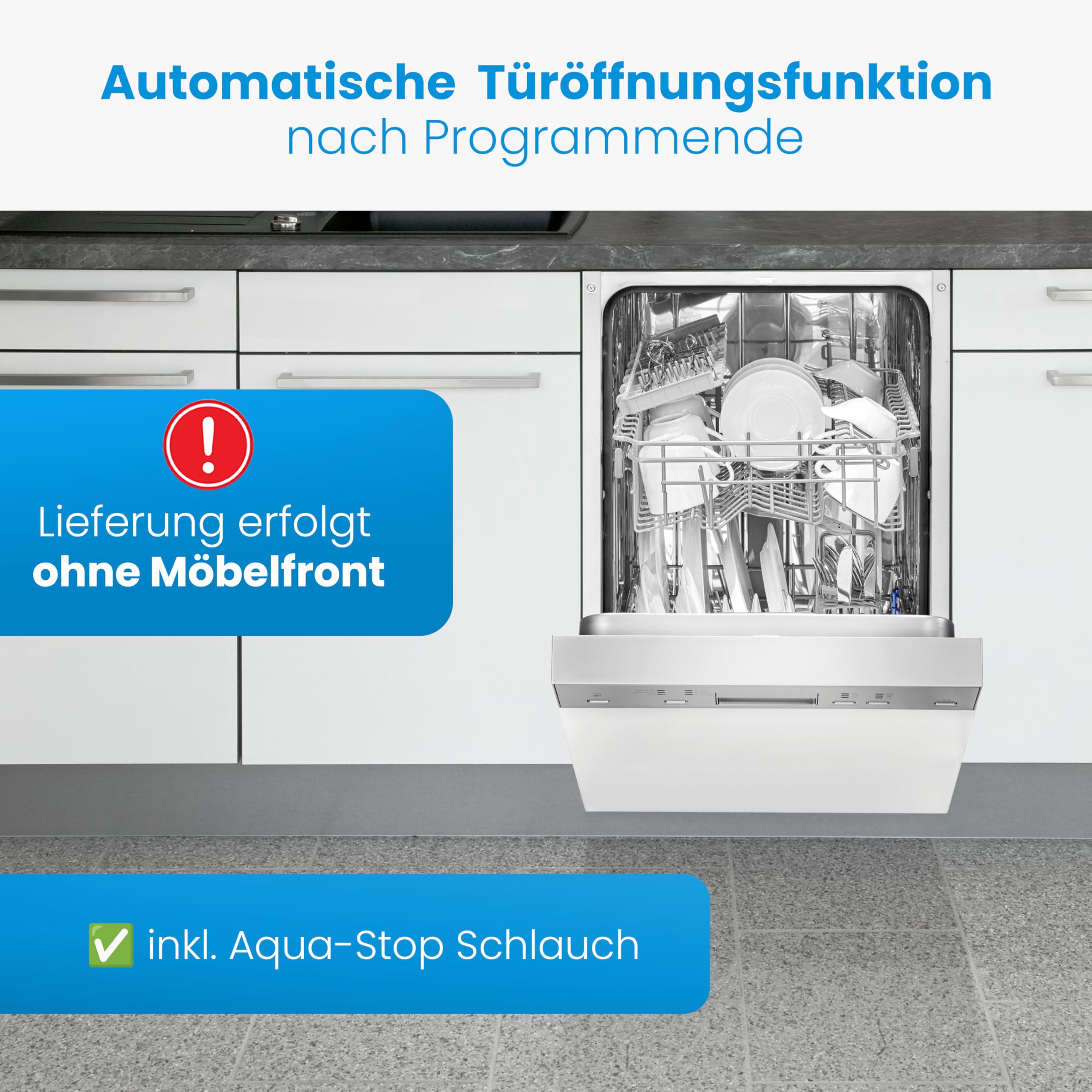 Bomann Geschirrspüler 45 cm teilintegriert Spülmaschine automatische Türöffnung Aquastop 6 Programme GSPE 7422 TI