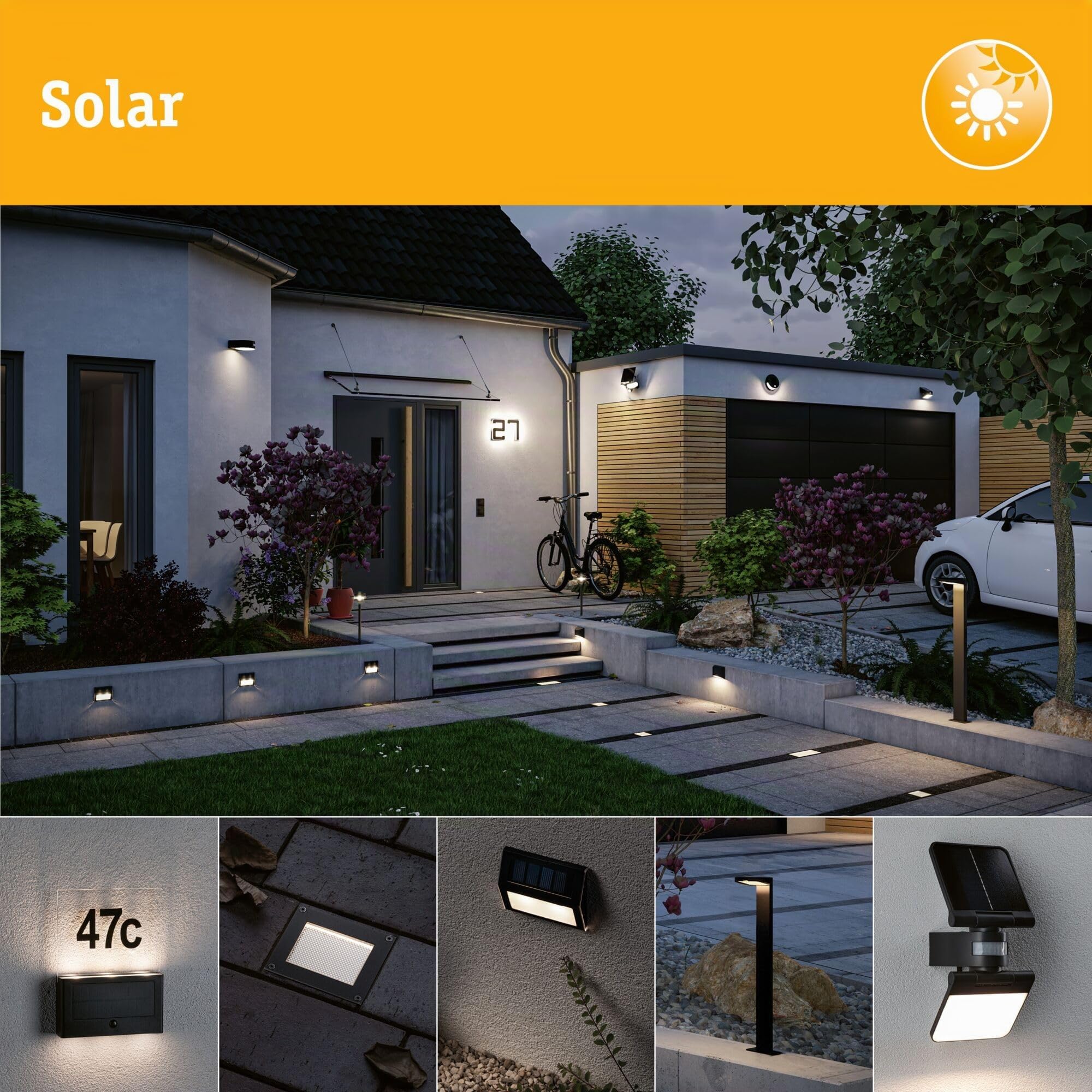 Paulmann 5298 Set Solar LED Hausnummernleuchte inkl. wechselbarer Akku Nummer 18 3000K 2x6lm 2x0,2W Schwarz