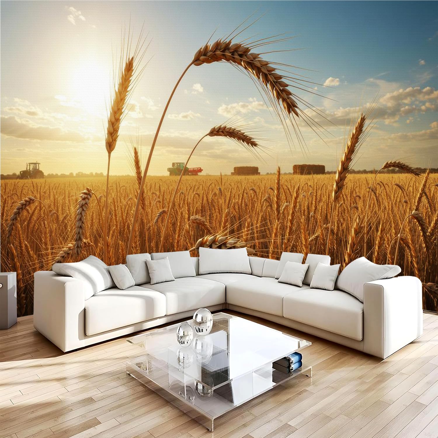 Vliestapete Fototapete Landhausstil Weizen 400x280 (B x H), Wanddeko