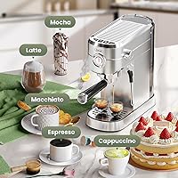 Vista 2 de Gevi Cafeteras comerciales de café expreso, cafetera profesional de 20 barras con espumador de leche, máquinas de café expresso de acero inoxidable