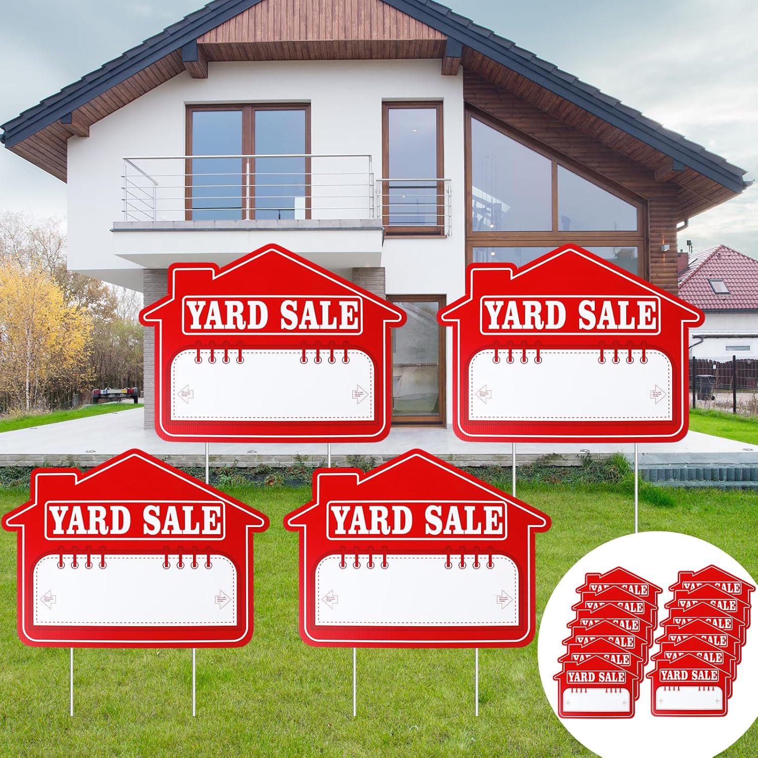 Thyle 12 Pack Yard Sale Signs with Stakes 16'' x 12'' High Visibility Sale Sign Protection Against Wind, Rain and Snow Weatherproof for Garage House Business or Personal Use (Yard)