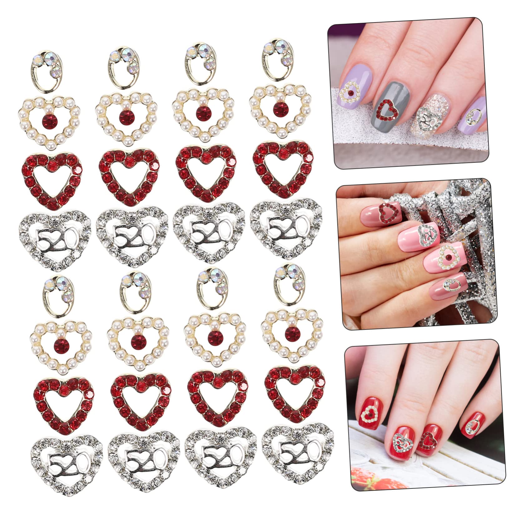 COHEALI 4 Set Decorazioni Per Unghie Cuore Ciondoli Per Unghie San Ciondoli Per Unghie Strass Set 40 Pezzi * 4
