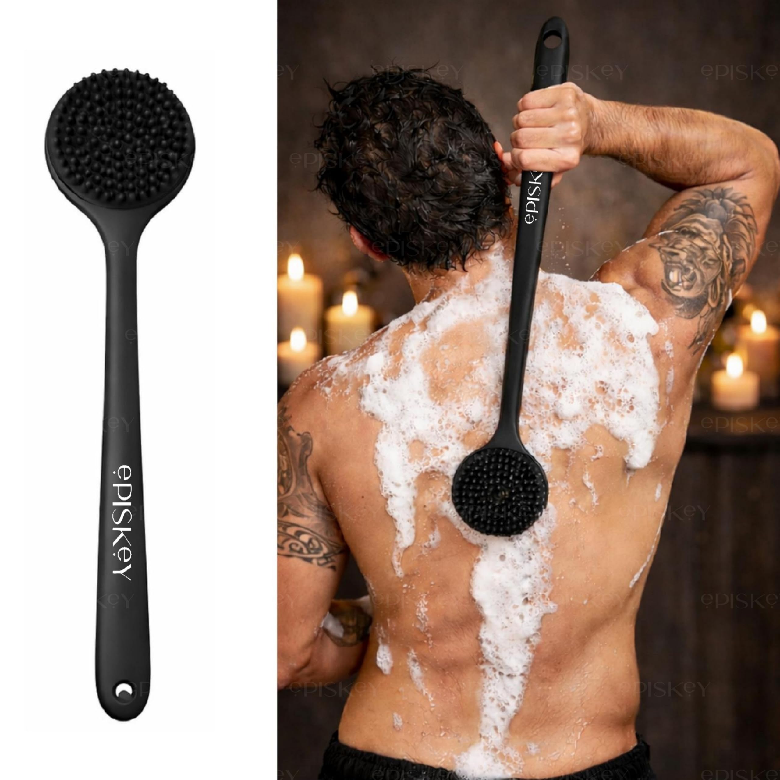 Episkey Soft Silicone Back Scrubber Shower Bath Brush with Long Handle | Flexible Bristles for Smooth Skin | Exfoliating Brush | Body Scrubber for Women, Men & Boys| for Body Wash & Bathing-image-13