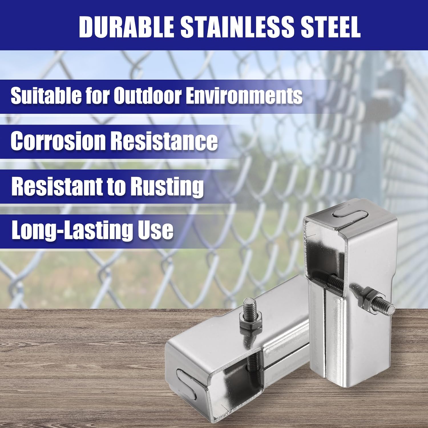 uxcell 4Pcs Square Structural Pipe Connectors 2 Way End Rails Clamp with Wrench Stainless Steel Corner Pipe Fittings for DIY Shelf Garden Support 1" Fit Pipe Dia, Silvery