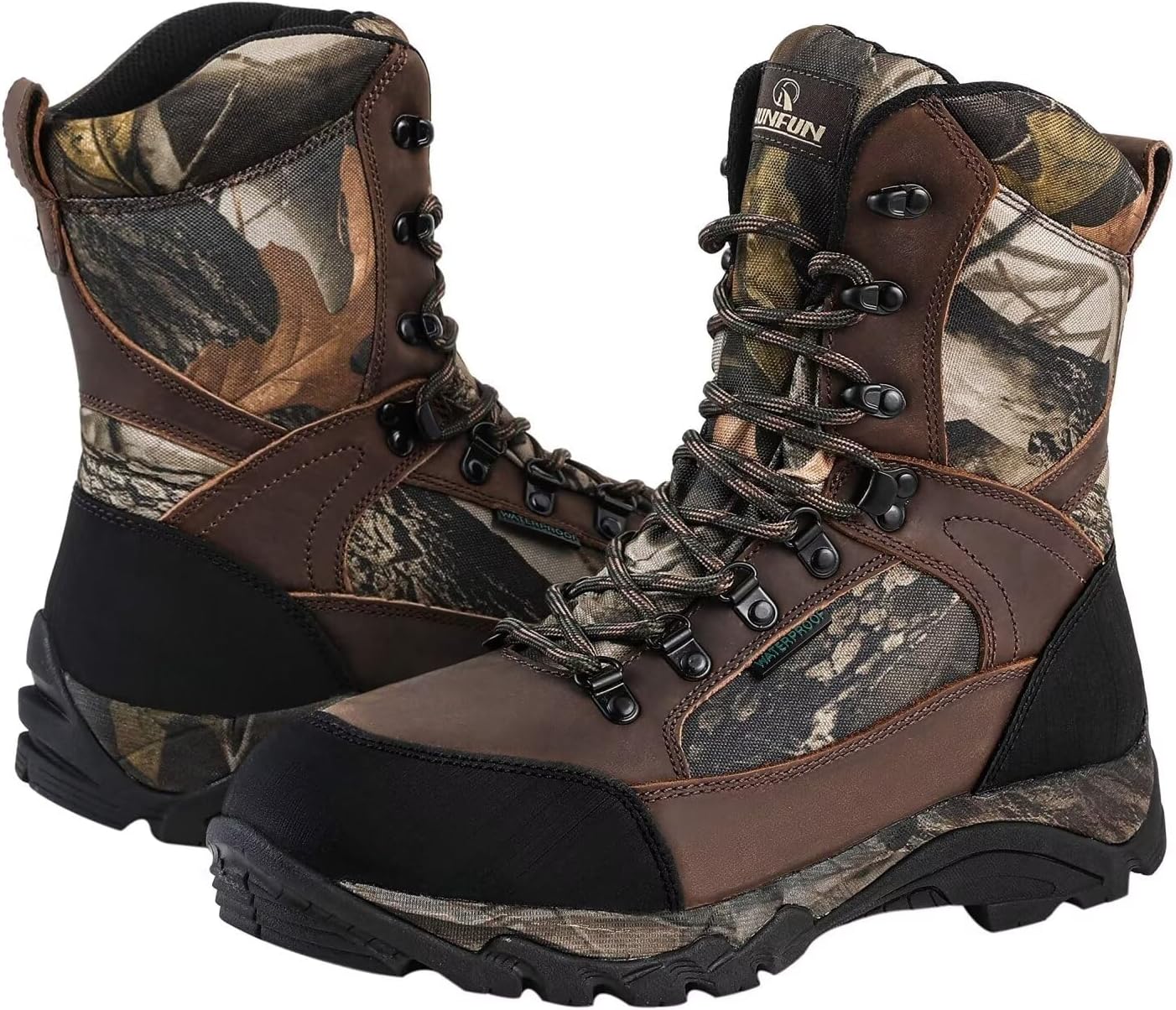 Men's Waterproof Military Tactical Work Boots with Steel Shank, 8" Insulated Leather Hunting Boot