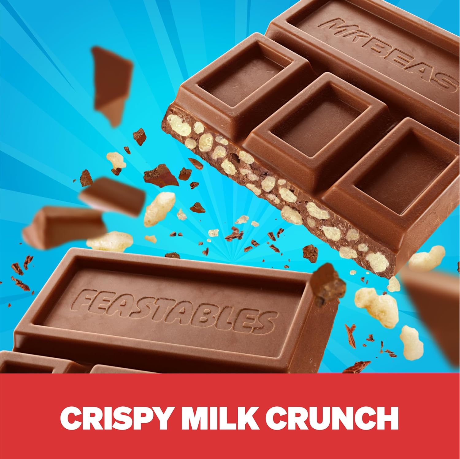 Feastables MrBeast Sampler Variety Pack, Milk Chocolate, Peanut Butter, Almond & Milk Crunch King Size Bars, 12ct