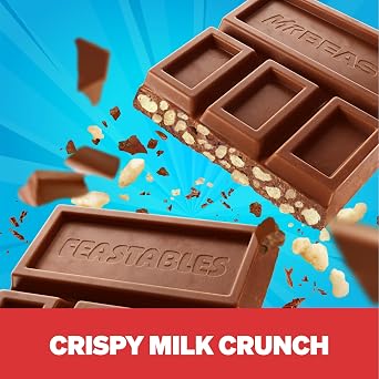 Feastables MrBeast Sampler Variety Pack, Milk Chocolate, Peanut Butter, Almond & Milk Crunch King Size Bars, 12ct