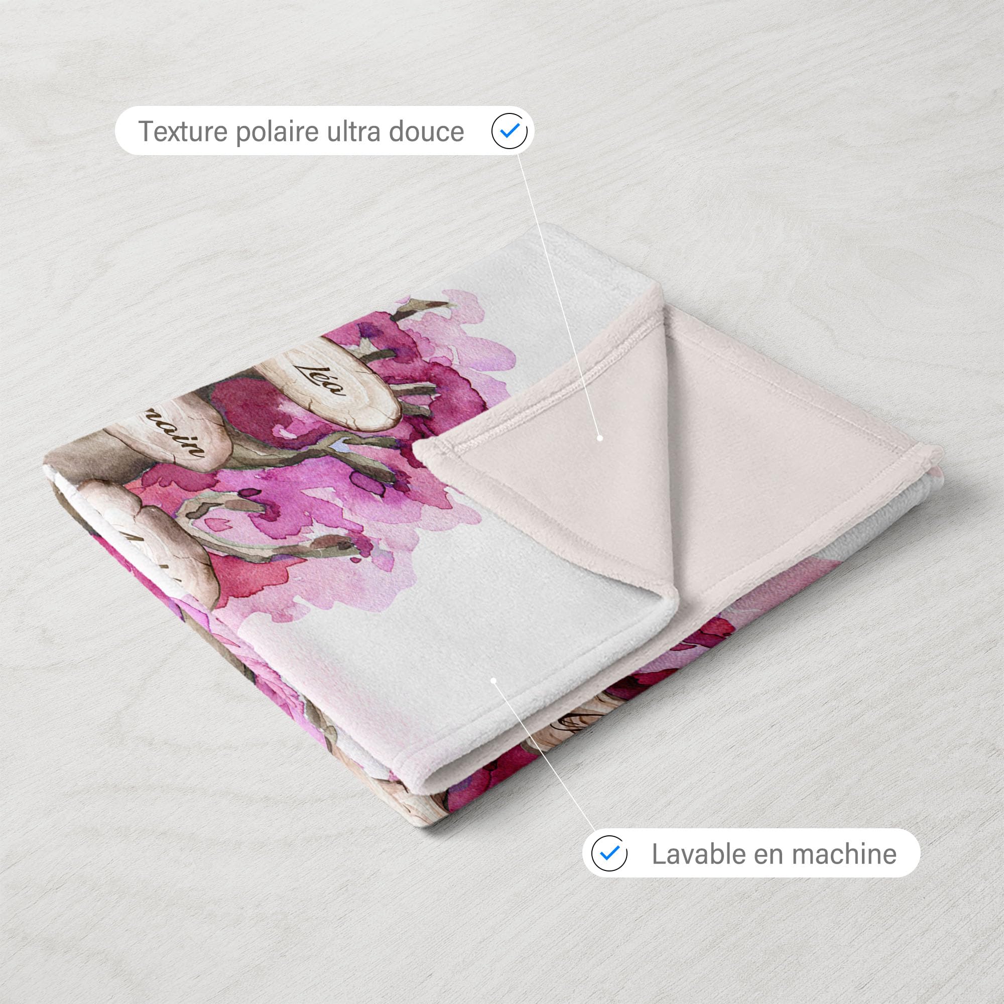 Manta personalizada Árbol de la vida Acuarela Familiar | Regalo Original Personalizado para mujer o hombre | Manta sofá de gran tamaño cocooning para cumpleaños | Objeto personalizado con nombre