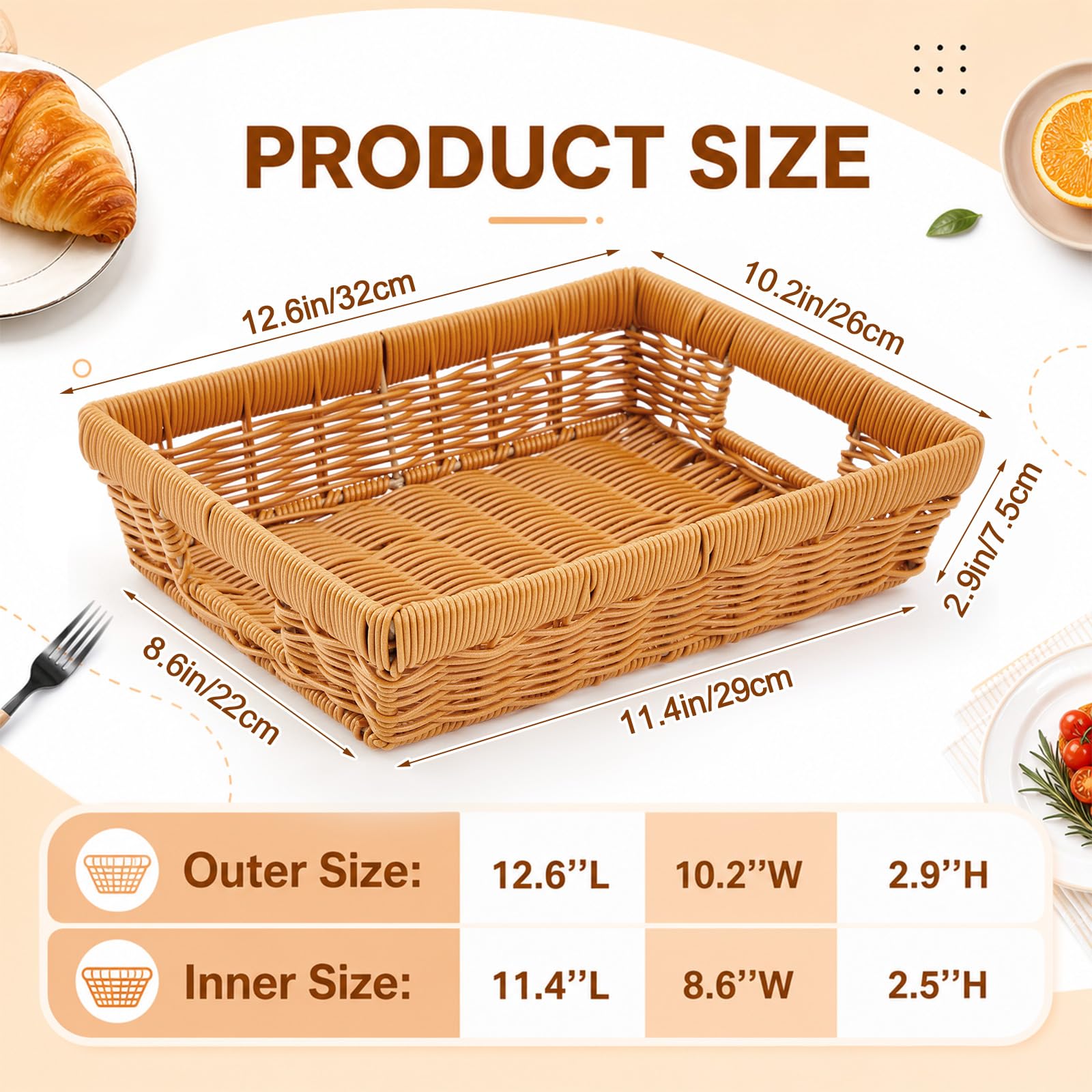 Marsui 4 soportes de papel de aluminio para bandejas desechables de 9 x 13 pulgadas, cesta de ratán, cesta de servir tejida de mimbre para contenedores de alimentos, suministros de fiesta y catering