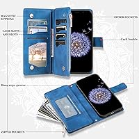 Vista 3 de Asuwish Funda de teléfono para Samsung Galaxy S9 Plus con protector de pantalla de vidrio templado y correa para la muñeca Mandala Flower Flip