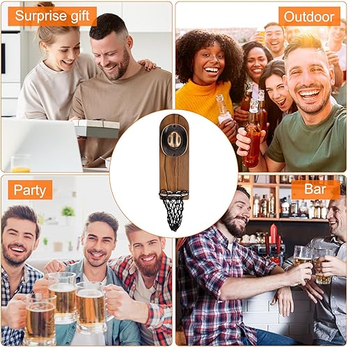 Miniatura 5 de uxcell Abrebotellas de madera montado en la pared, sombrero de vaquero vintage, abridor de tapas de cerveza con imán y tapa coleccionista, regalos