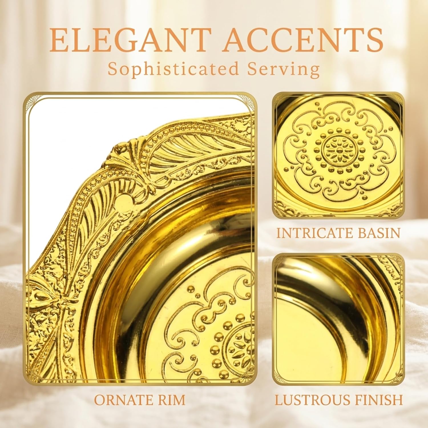 96 Pcs Mini Dessert Plates, 3.7 in Gold Dessert Plates with Engraved Rim