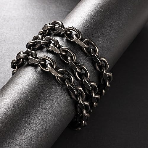 Miniatura 8 de Pulsera de acero inoxidable para hombre y mujer, con cierre de palancalangosta, color plomizoplata, 7.588.5 pulgadas, regalo para el día de San