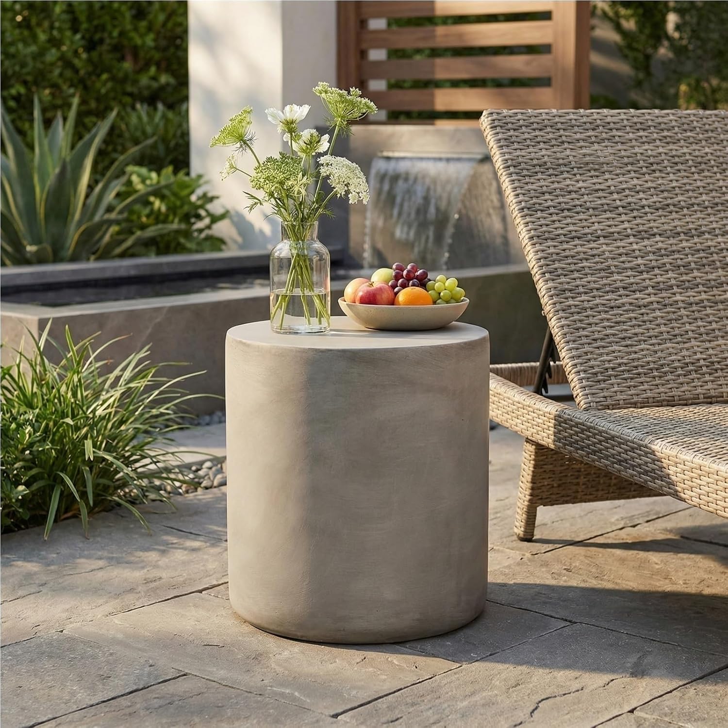 Contemporary Outdoor Side Table Premium Concrete Side Table for Patio Backyard and Outdoor Lounge Spaces Elevating Home Decor Style