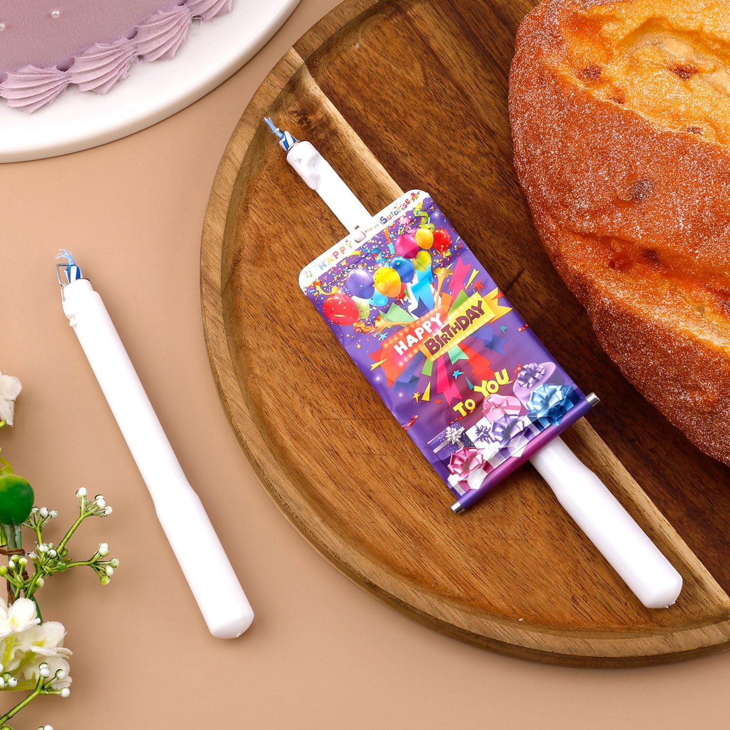2 Uds Velas con Forma de Pancarta Sorpresa, Vela de Cumpleaños Emergente Velas de Feliz Cumpleaños Vela de Cumpleaños Sorpresa para Suministros de Fiesta (Feliz Cumpleaños)