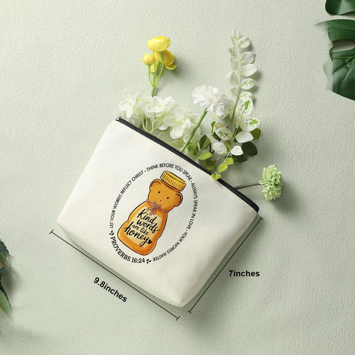 Christian Gifts for Women Faith Jesus Bible Verse Makeup Bag Bear Trendy Coquette Cosmetic Bags Inspirational Gifts for Women Niece Coworker Birthday Christmas Zipper Pouch Travel Toiletry Bag - Image 2