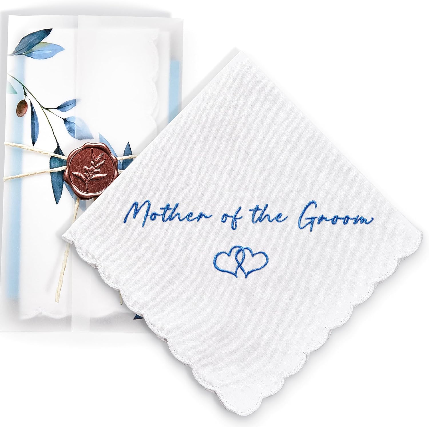 W&F GIFT Handkerchief - 12" x 12" - Something Blue for Bride on Wedding Day - Bridal Weddings Hankie