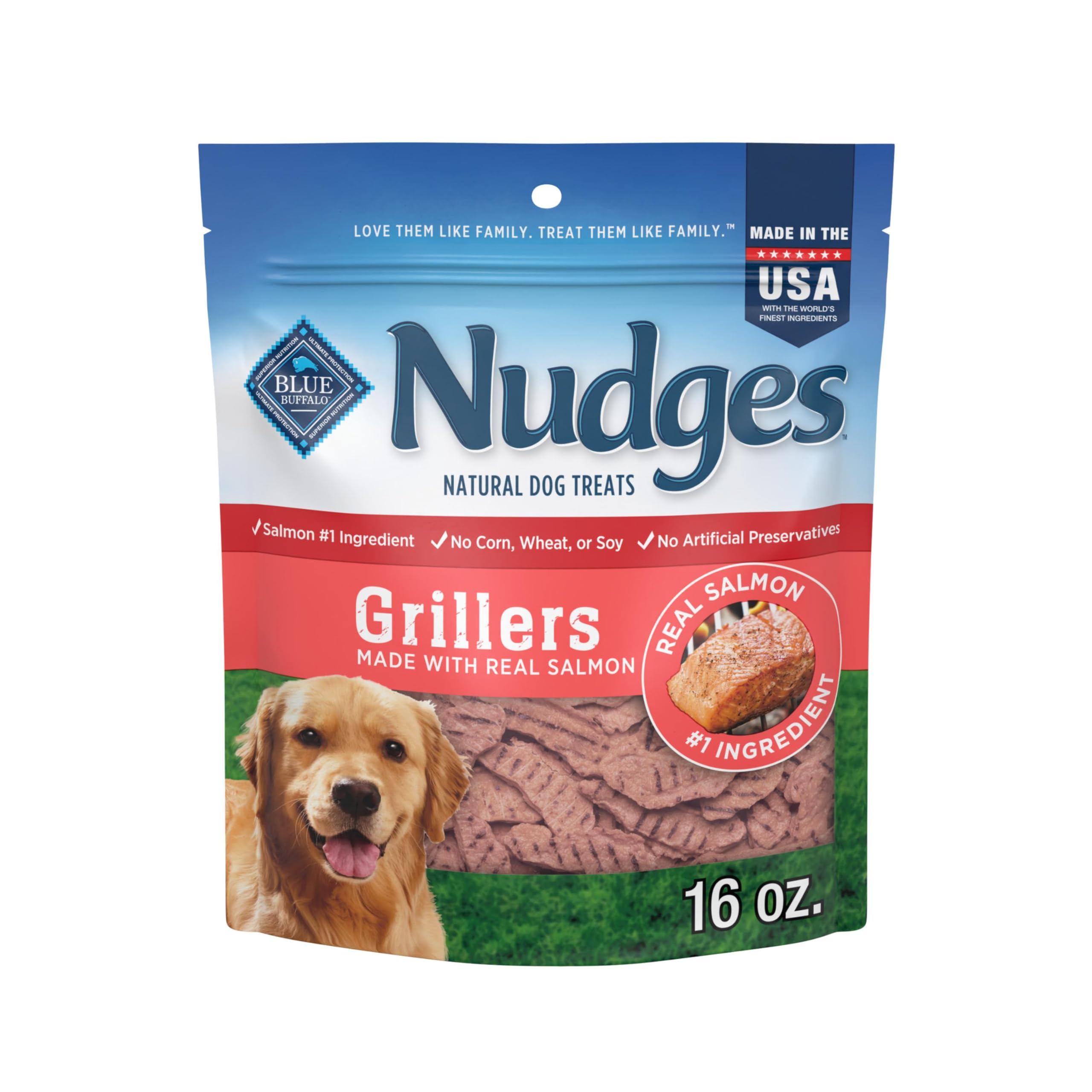 Blue Buffalo Nudges Grillers Salmon Dog Treats, 16 oz