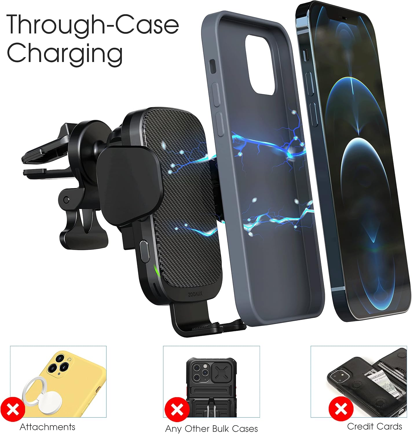 Hоlіdау Dеаlѕ 🛒 [Upgraded Version] ZOOAUX 15W Fast Wireless Car Charger Vent Mount, Fast Charging Auto-Clamping Air Vent Car Phone Holder for iPhone 13/13 mini/12/11/XS/XR/X/8,Samsung S22/S21/S20/S10/S9 Note 10(Grey)