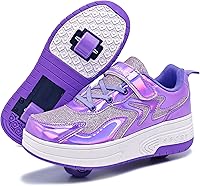 Vista 17 de Wooowyet - Zapatos con ruedas recargables para patinar para niños, unisex, con luces LED, moda