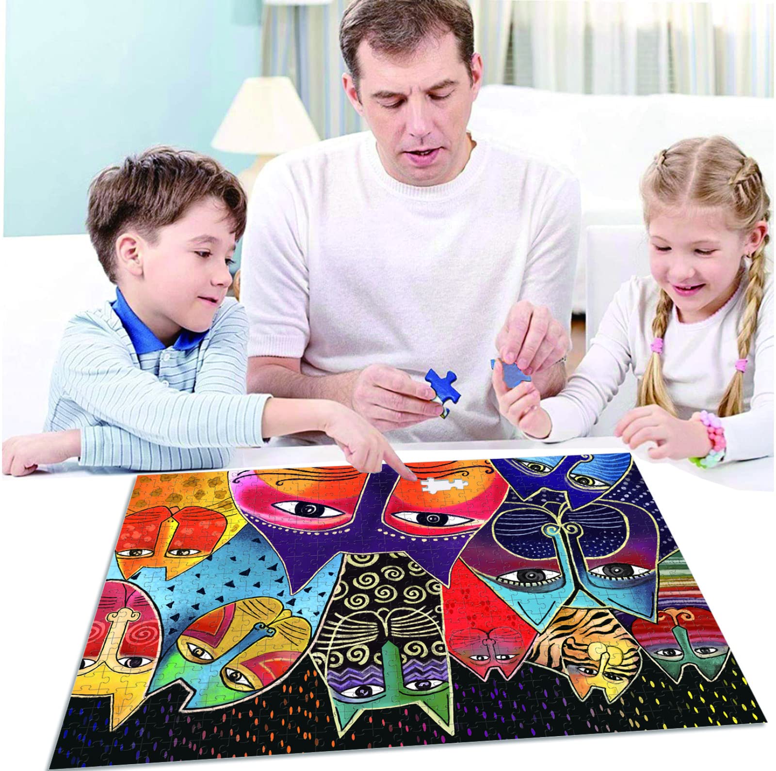 Puzzle Adulte 3000 Pièces Couleur Chat Amis Relaxant Puzzle Casse-tête