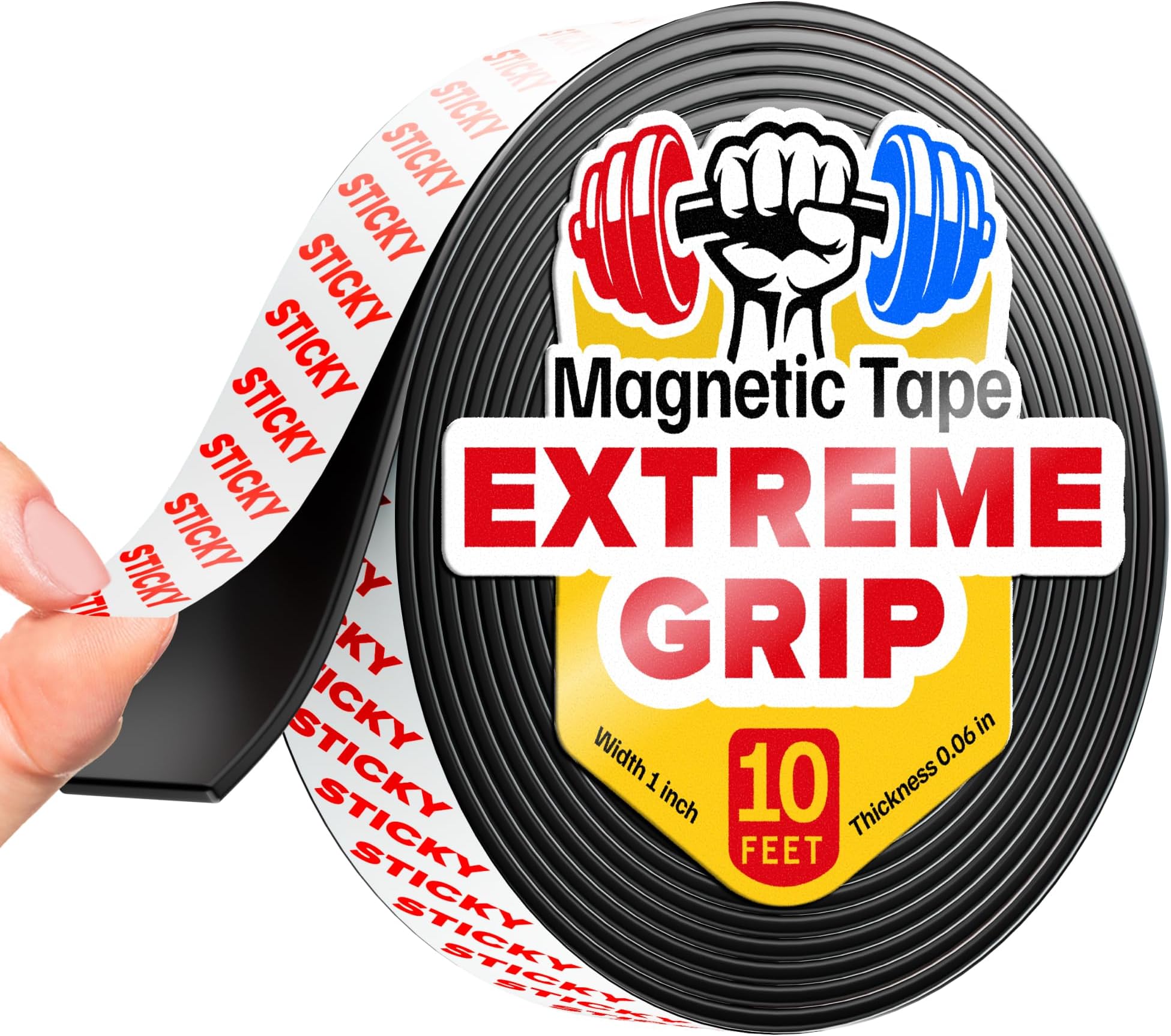 Flexible Magnetic Tape (10 feet x 1 inch) - Magnetic Strip with Strong Self Adhesive - Ideal Magnetic Roll for Craft and DIY Projects - Sticky Magnets for Fridge and Dry Erase Board