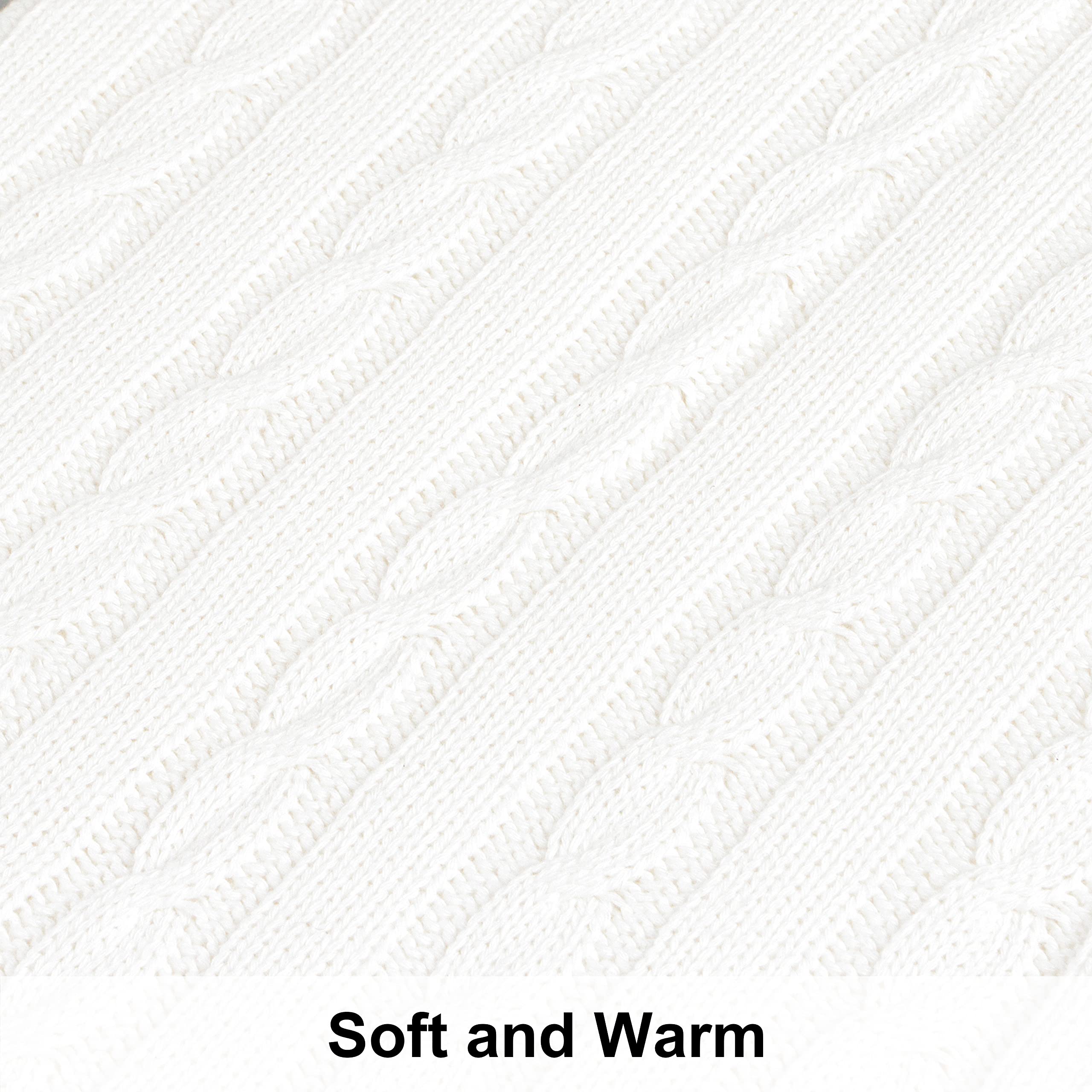 NTBAY Coperta in Maglia di Cotone, Coperta da Letto Multicolore Super Morbida e Calda, 130 x 170 cm, Bianco
