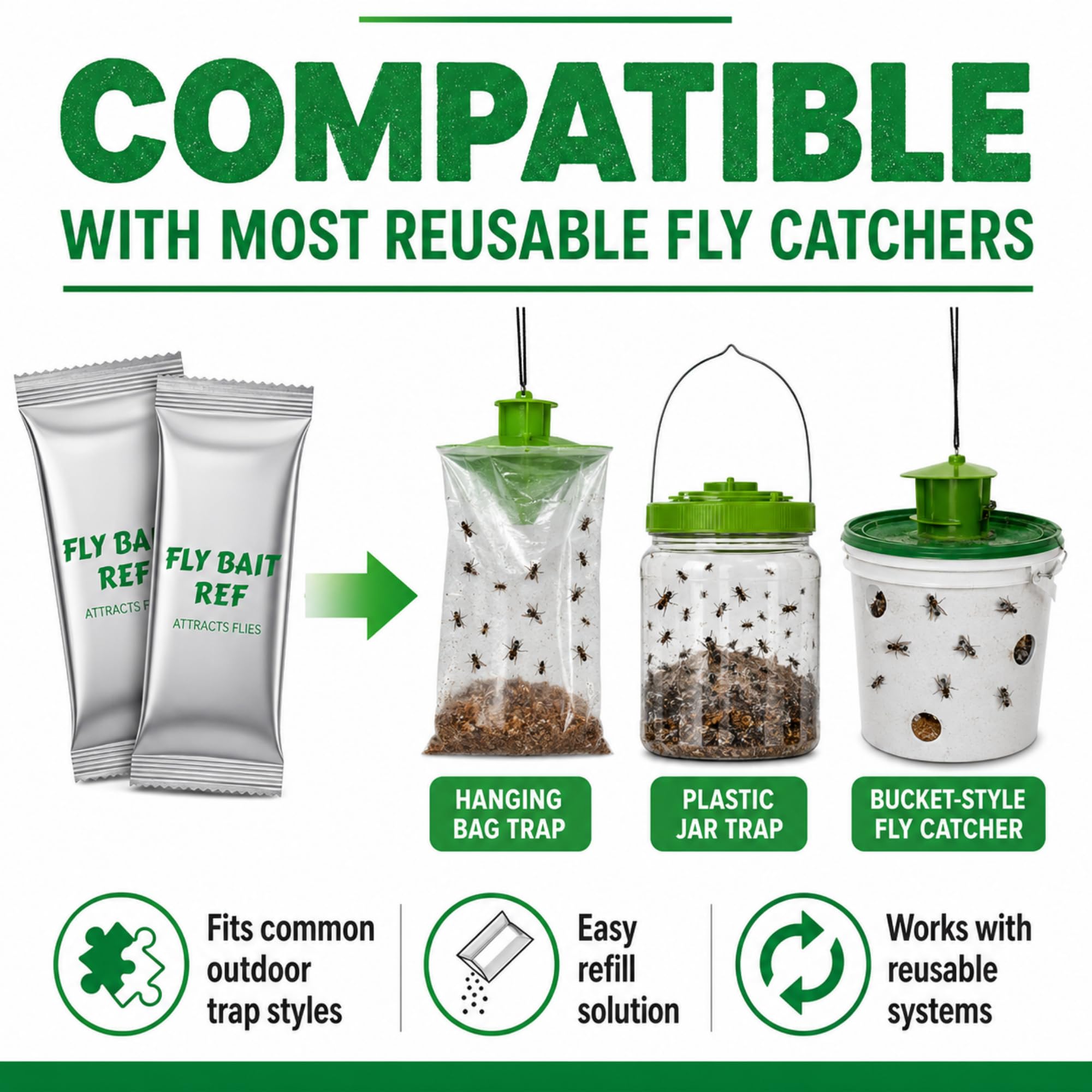 24 trappole per mosche da 30 g, per esterni, per casa, giardino, cortile, ranch, cavalli, mosche