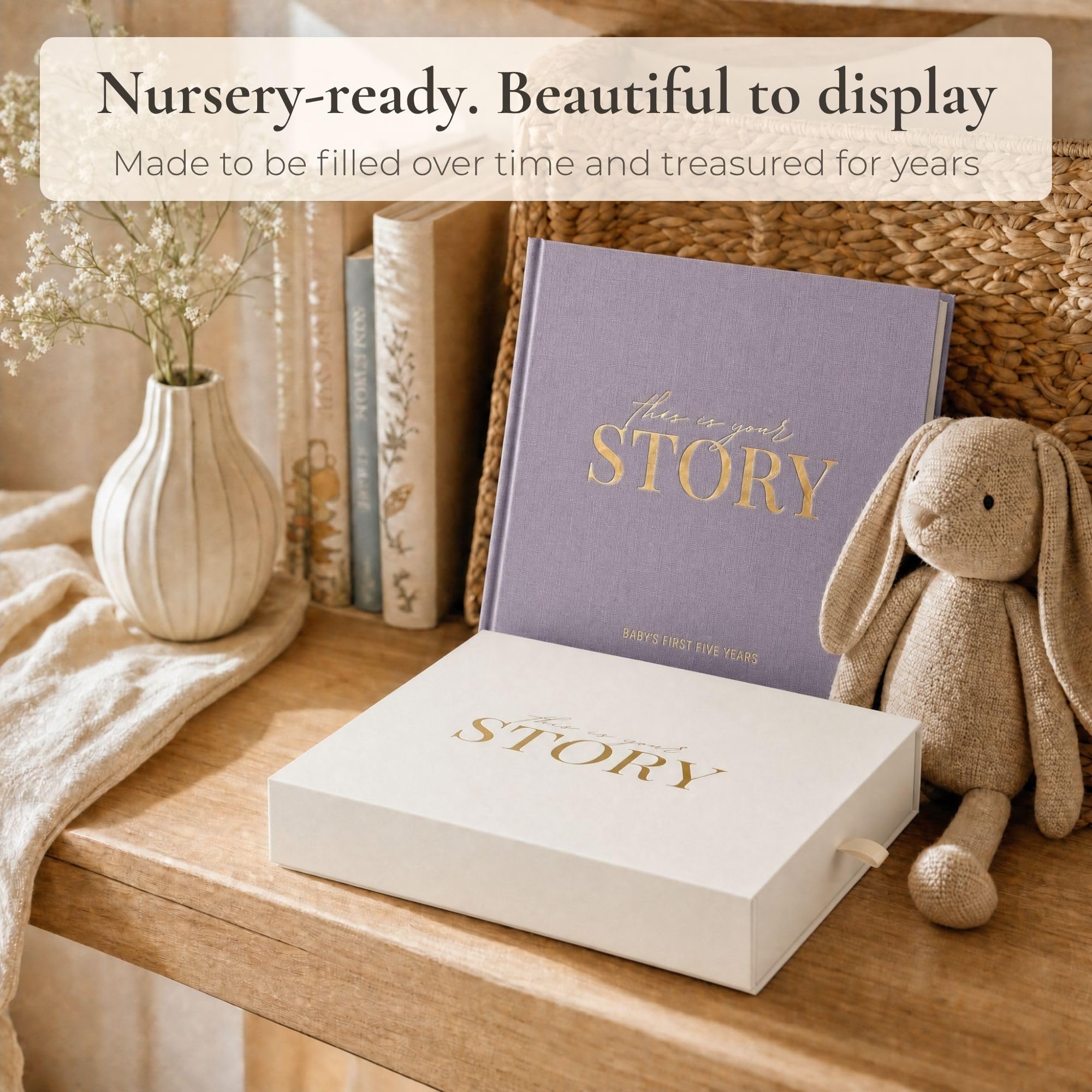 Babybuch Andenken – Babybücher für Babyparty – Erinnerungsbuch für Neugeborenes Mädchen oder neugeborenen Jungen, geschlechtsneutral, Meilenstein, Scrapbook Fotoalbum, erstes 5-Jahres-Tagebuch