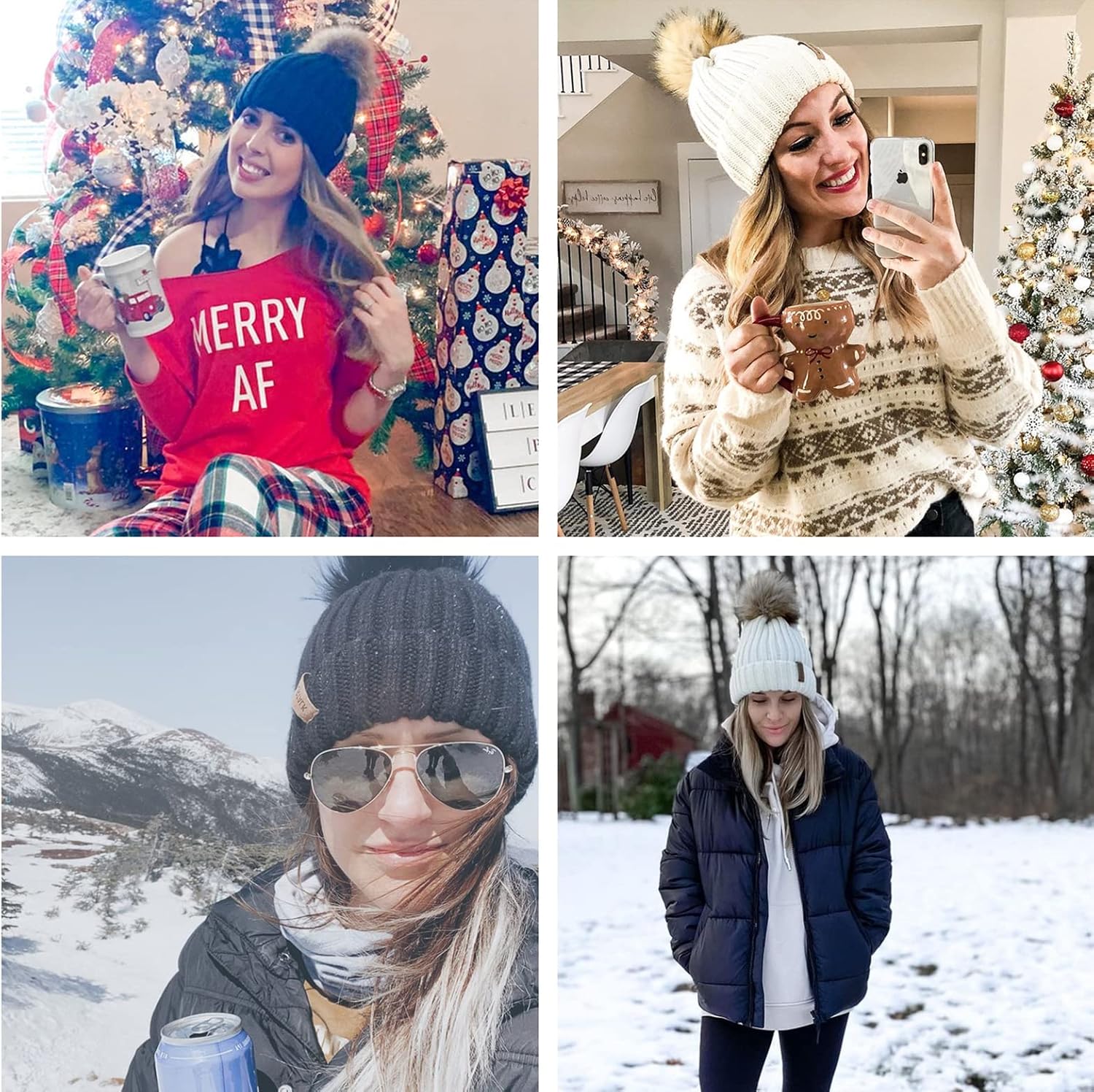 FURTALK Womens Winter Knitted Beanie Hat with Faux Fur Pom Warm Knit Skull Cap Beanie for Women - Image 7