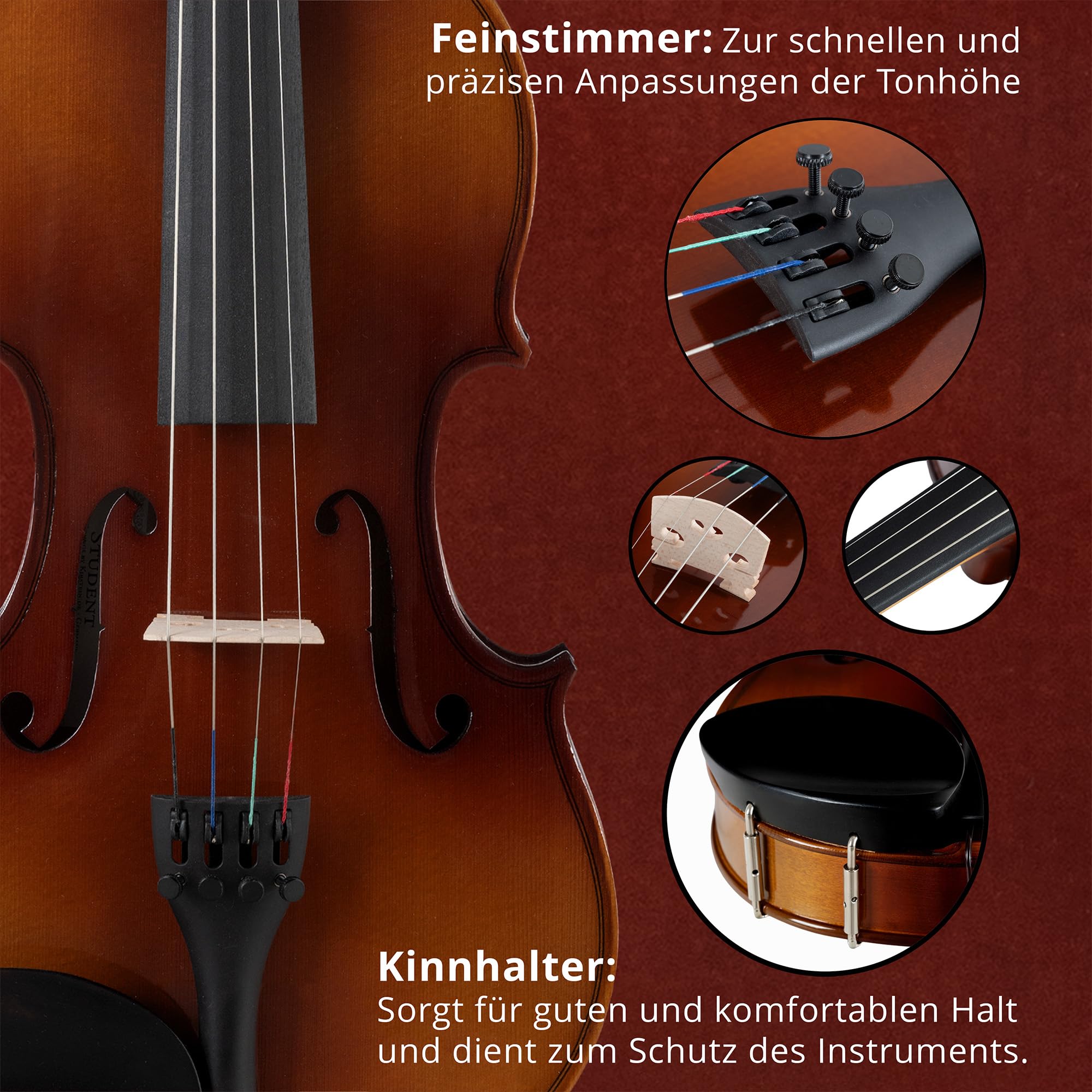 Classic Cantabile Violon étudiant 4/4 SET y compris colophane