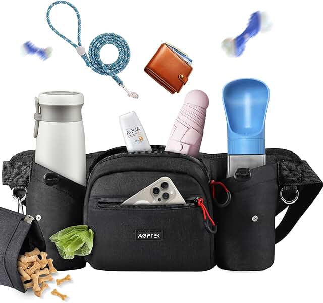 AGPTEK Bum Bag with Treat Bag, Dog Food Bag, Treat Bag for Dogs, Lightweight Belt Bag Waist Bags for Dog Walking, Travel, Hiking and Outdoor Activity product image