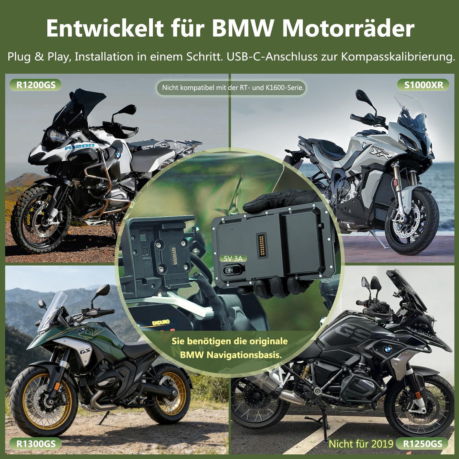 Carpuride W602BS Pro Carplay Bildschirm für BMW Motorrad, Nativ Wonder Wheel Kontrol & Datenauslesung, Kabellos CarPlay & Android Auto, 6,25" Wasserdichter Touchscreen, OTA/Dual Bluetooth/Sprechanlage