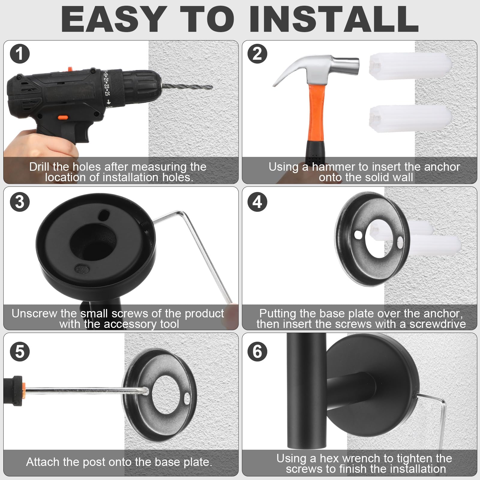 Gisafai Juego de 20 piezas de accesorios de baño, 23.6 pulgadas, toallero cepillado, soporte para papel higiénico, gancho para toalla, gancho para toalla, juego de accesorios de baño de acero