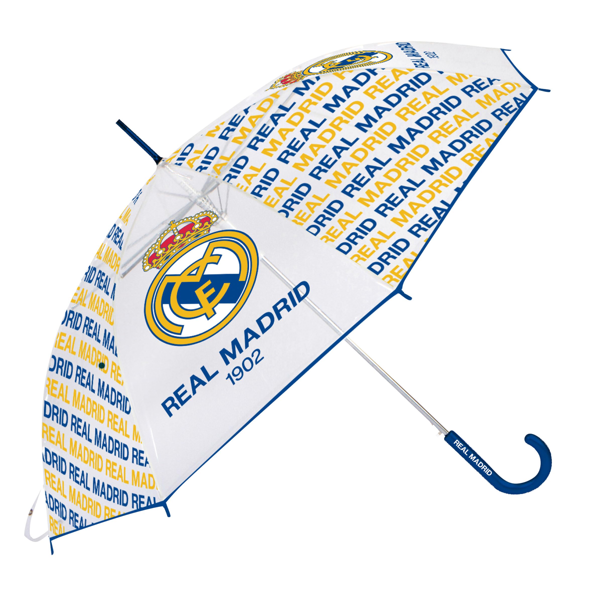 ARDITEX Paragüas Real Madrid Niño 82 cm Apertura Manual 8 Paneles Eva Transparente