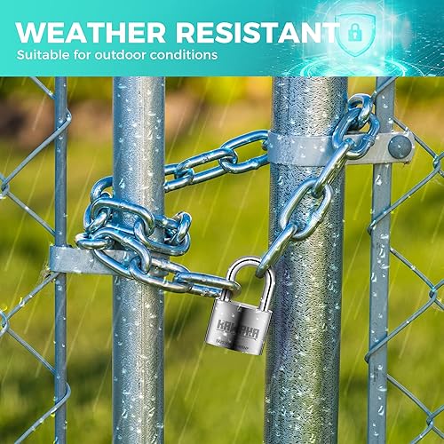 Miniatura 5 de 4150L-2P Candado de acero inoxidable de alta seguridad con grillete largo de 2 pulgadas (1.969 in) con llave para uso en interiores y exteriores