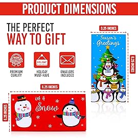 Iconikal 30-Pack Christmas Gift Card Money Holders with Envelopes 3.25x6.25-Inch 6 Festive Designs Holiday Cash Check Holder Party Favors