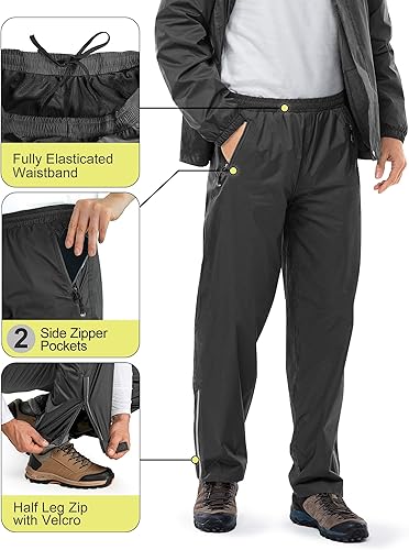 Miniatura 16 de 33,000ft Traje de lluvia para hombre, plegable, impermeable, ligero, para golf, senderismo, ciclismo, 2 piezas (chaquetas y pantalones)