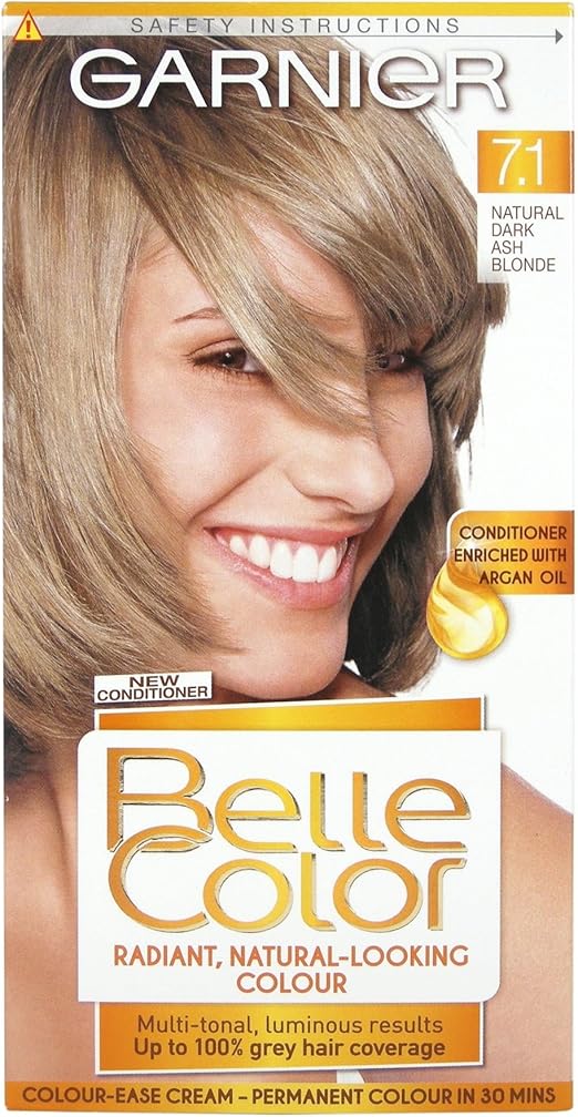 Garnier Belle Color 7.1 Dark Ash Blonde Permanent Hair Dye, Multi-tonal ...