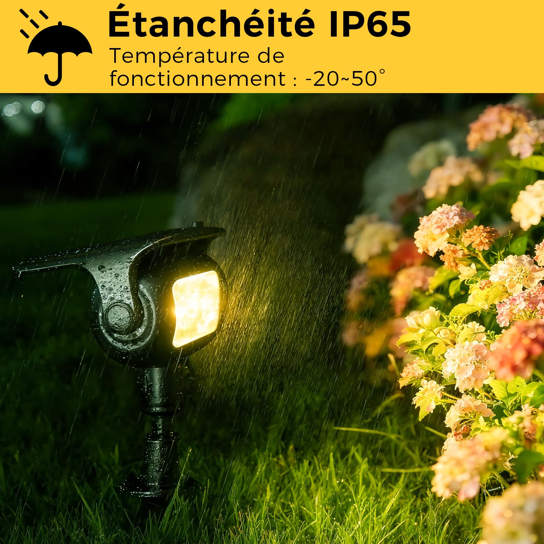Spot Solaire LED Jardin, 200 lm, 3000K Blanc Chaud, 6 Pièces